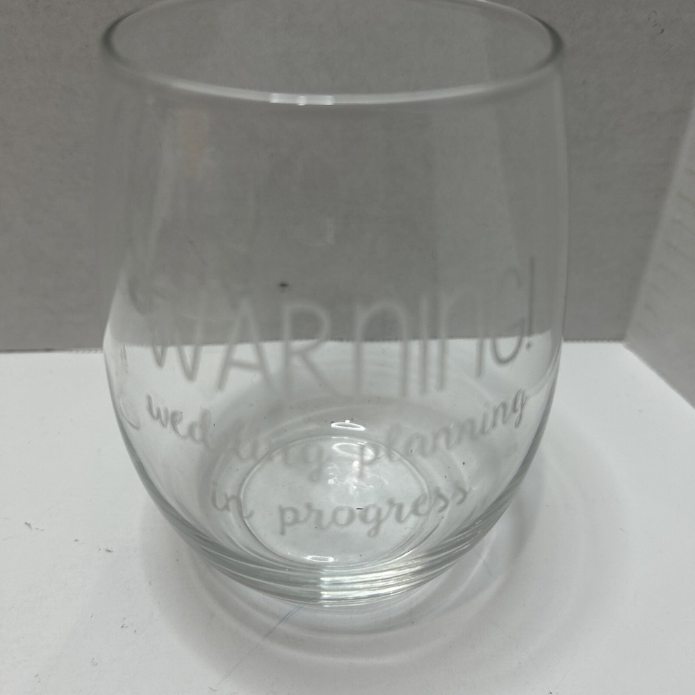 Wedding Planning In Progress Stemless 12 oz Wine Glass 5x3.5