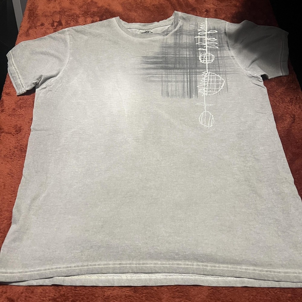 Ixos Shirt Mens XL Gray Graphic Abstract Print Made In Italy Modern Tee T-Shirt-image