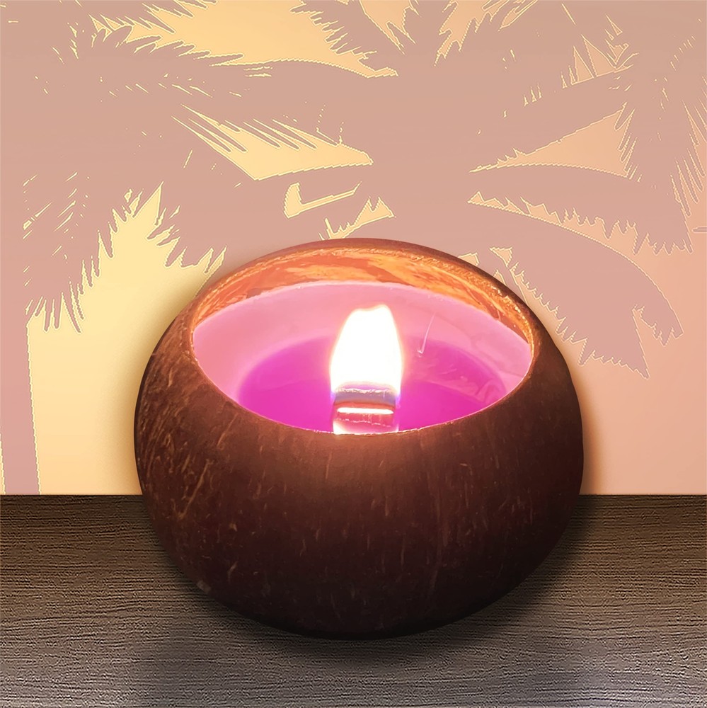 CK Home Scented Lavender Candle in Natural Shell. Soy Wax with Crackling Wood...