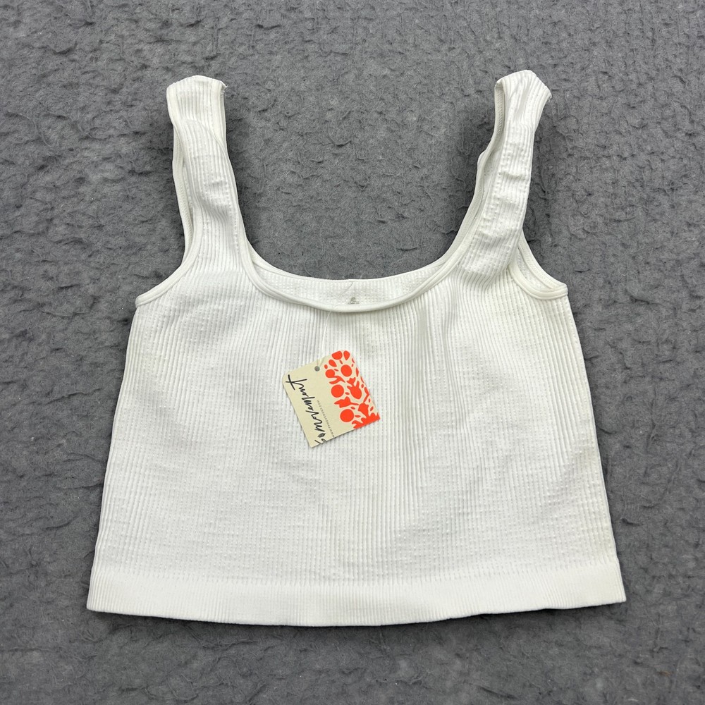 NEW Free People FP Movement Ribbed Tank Women's XS/S White Slim Stretch Crop Top