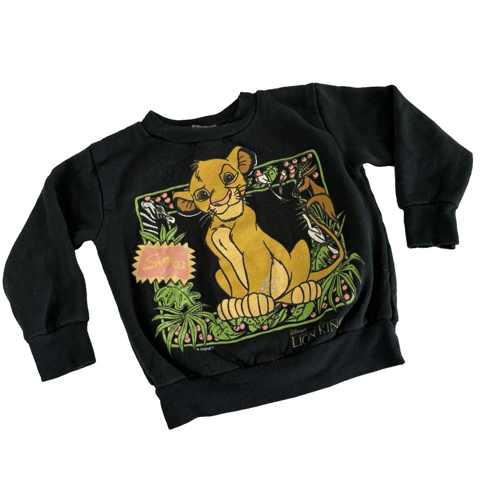 VTG The Lion King Sweatshirt Simba Size 2T Retro 90s Black Fleece **Read**