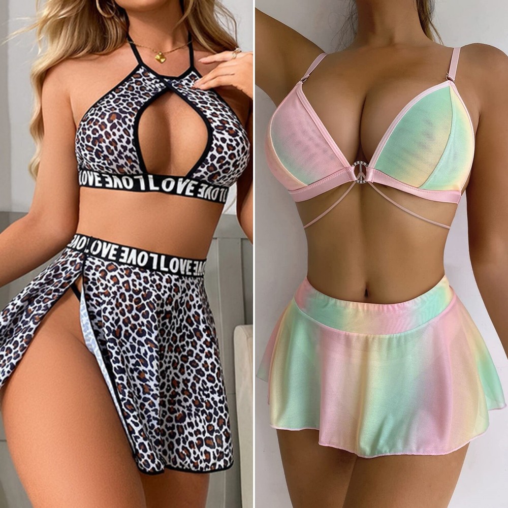 Women's Sexy Lingerie Mini Skirt Nightwear Sleepwear Bodysuit Babydoll Underwear