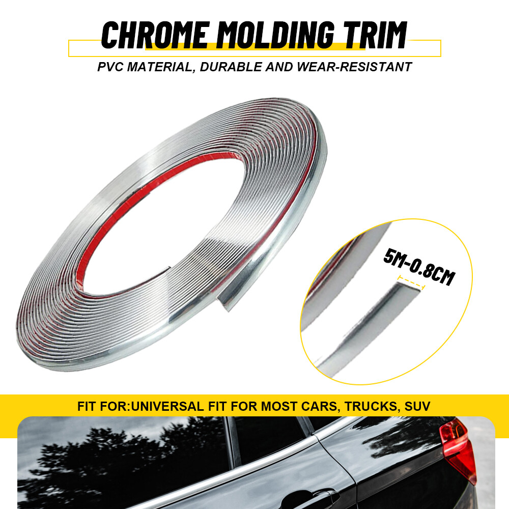 5M 16.4Ft Car Edge Door Window Guard Chrome Molding Trim Protector Strip Tape