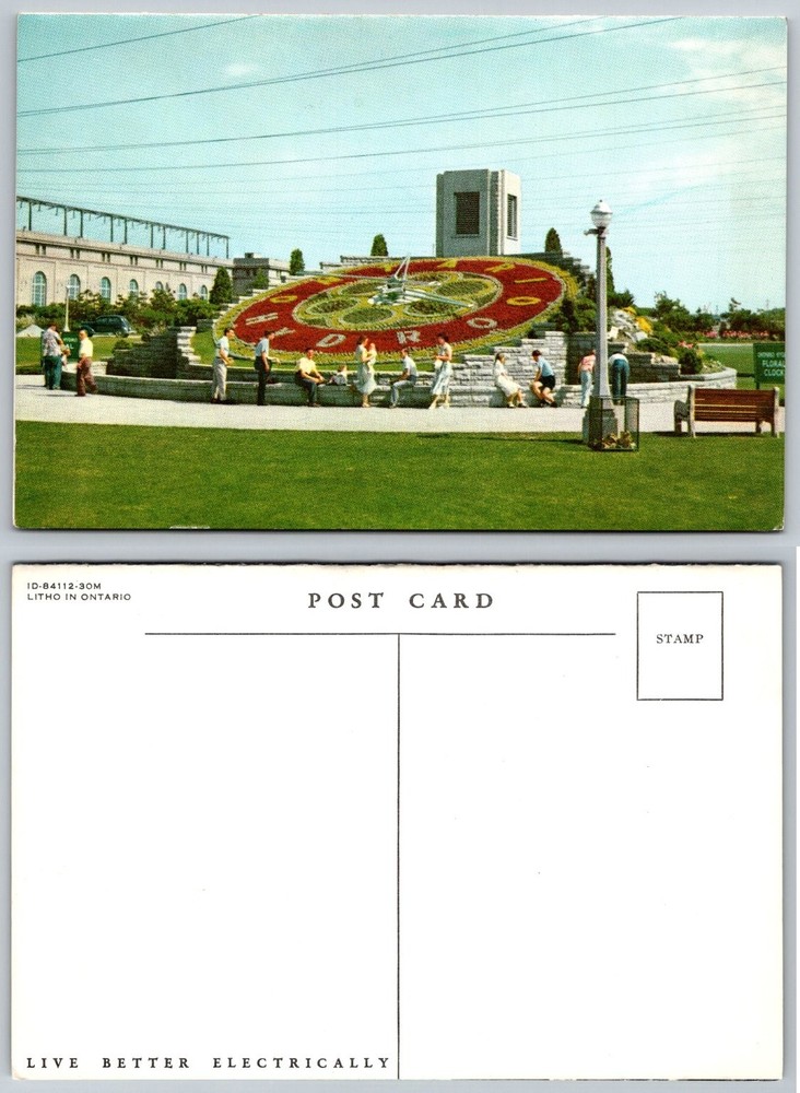 Ontario Hydro Floral Clock Niagara Falls Canada Vintage Postcard
