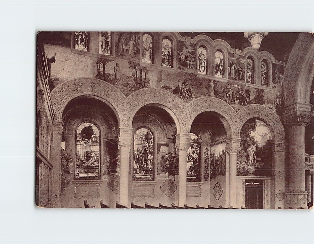 Postcard Art Windows Stanford Memorial Church Palo Alto California USA