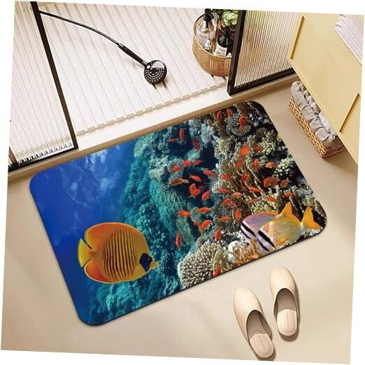 Bathroom Rugs Non Slip Quick Dry Bath mat Rubber Bathroom 15.7x23.6in Coralline