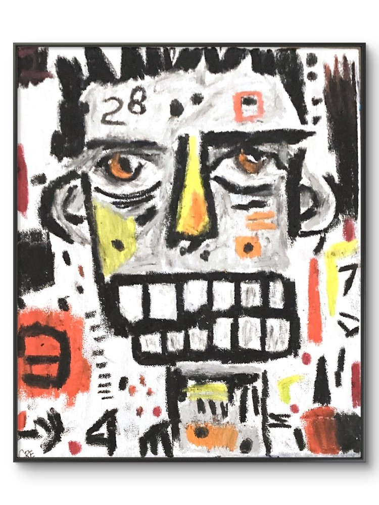 Basquiat Style Graffiti Abstract Monster Face Original 11x14 on Canvas Panel-image
