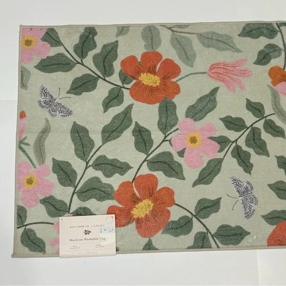 Rifle Paper Co. Freya Machine Washable Floral Runner Rug 2'x5'