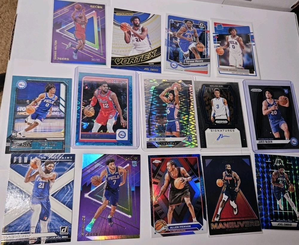 Philadelphia 76ers Basketball Card Lot with Rookies Autos and Numbered Cards