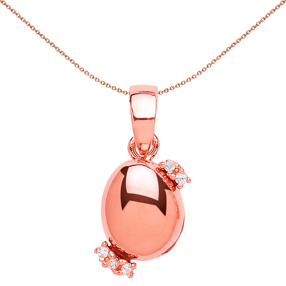 Rose Silver Jewelco London CZ Golden Egg Pendant Necklace 18 inch
