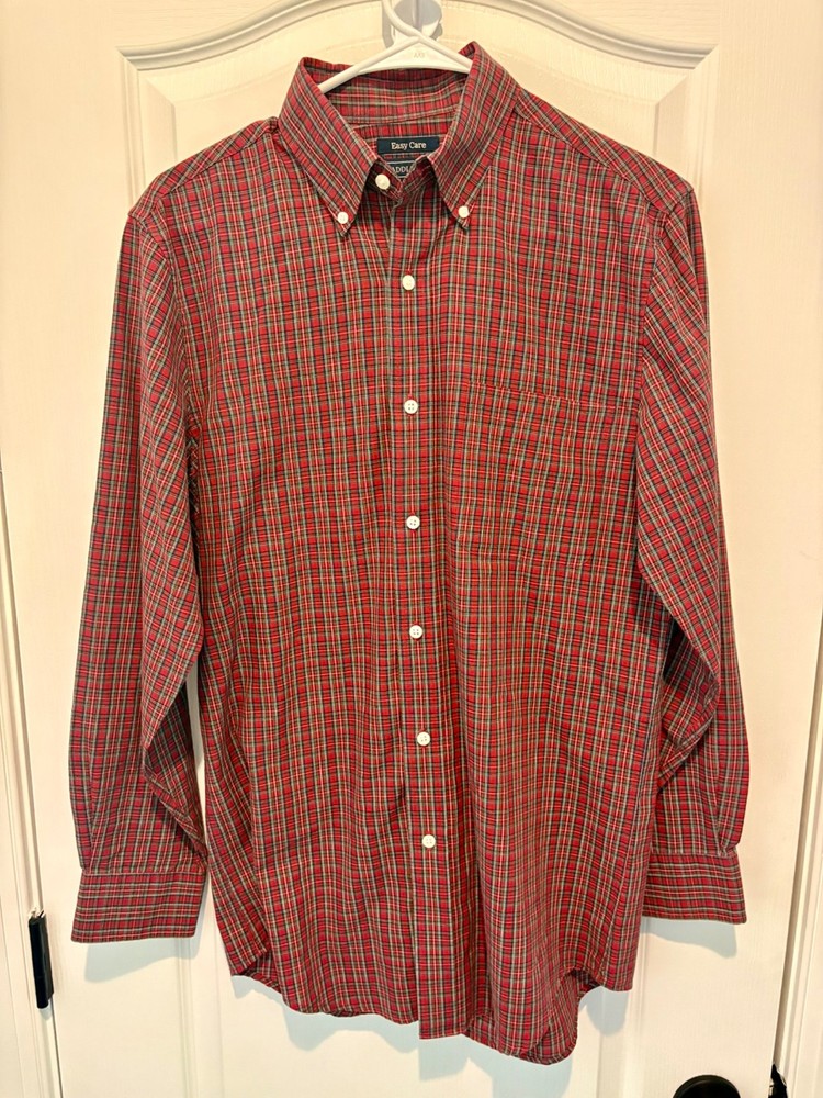 Saddlebred Men's Button Down Shirt Long Sleeve Size S Red Plaid