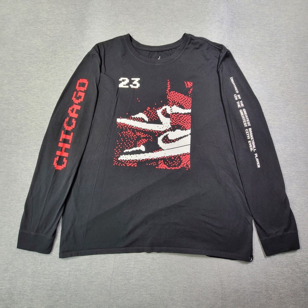 Nike Air Jordan T Shirt Mens 2XL Black Sneakers Chicago Bulls 23 Basketball Logo