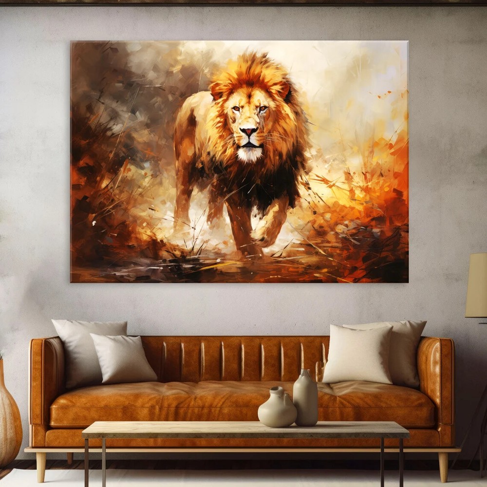 Lion Print Animal Painting Golden Art Unframed Canvas Print Australian Wall Art