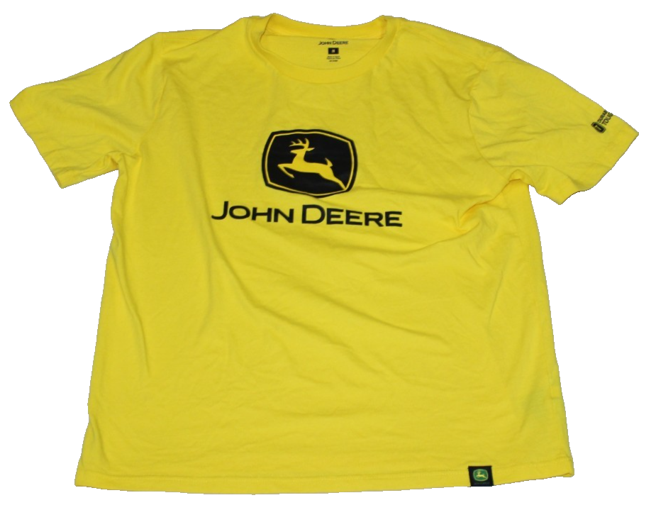 John Deere Men's T-Shirt Size M Yellow Black Logo Short Sleeve JWM243KC14020