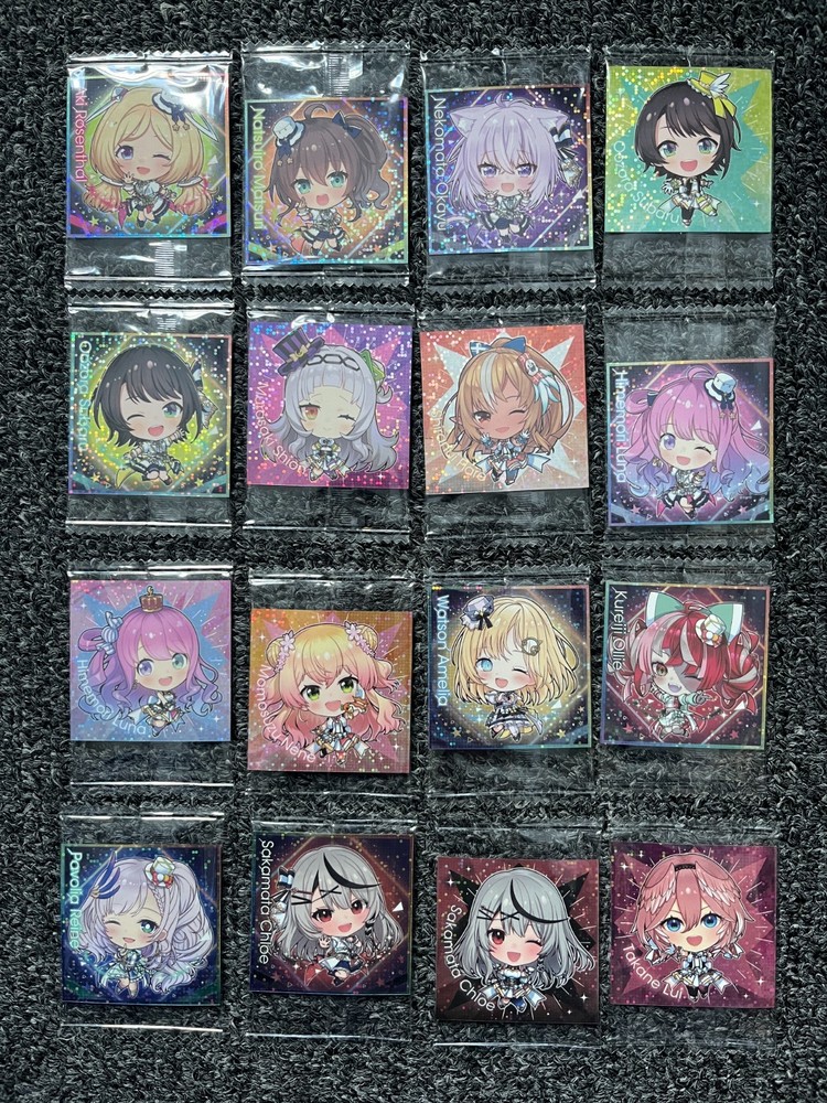 Lot of 16 Hololive VTuber Wafer Stickers NEW OPEN BOX
