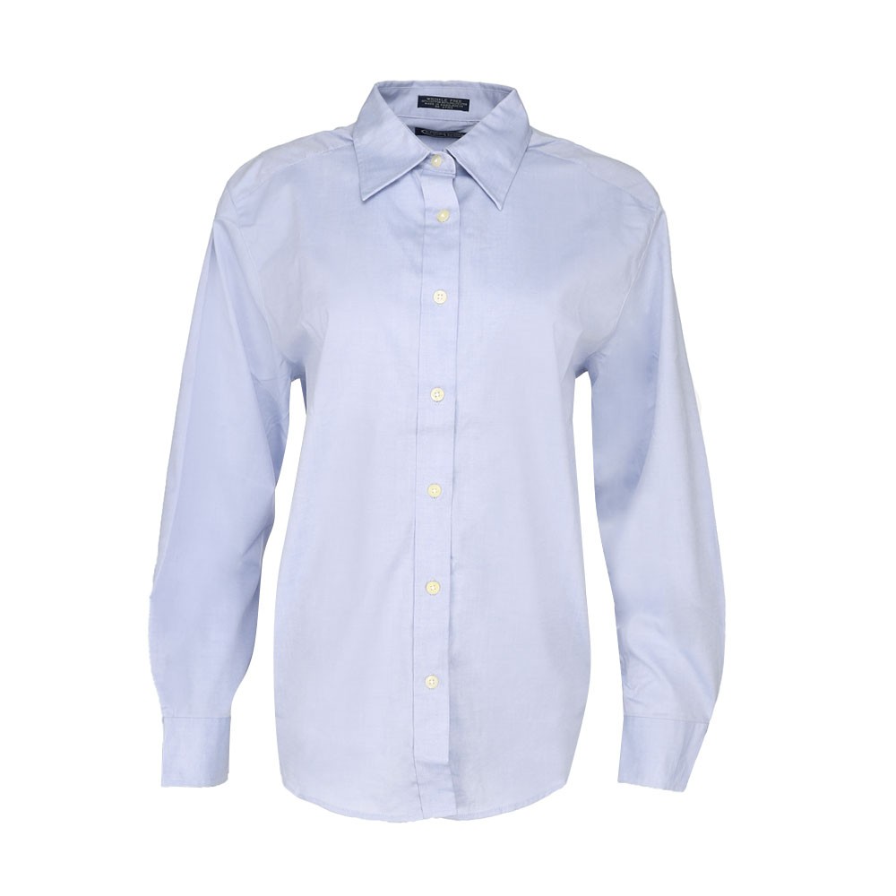 River's End Ezcare Pinpoint Long Sleeve Button Up Shirt Womens Blue Casual Tops