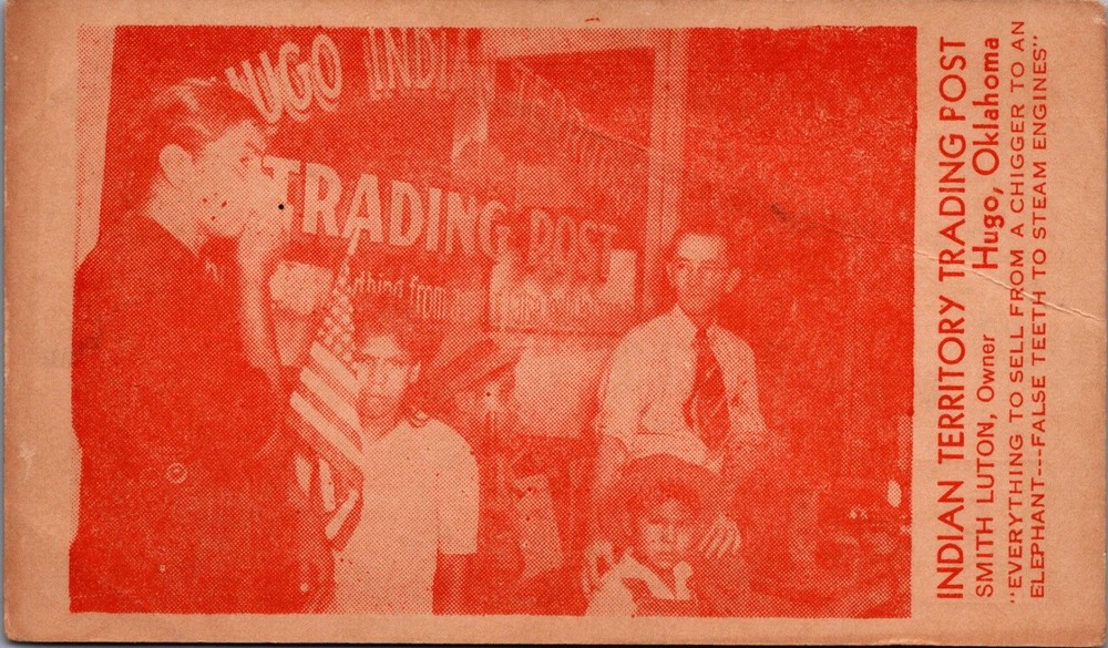 Hugo OK Indian Territory Trading Post Smith Luton Owner Vintage Postcard