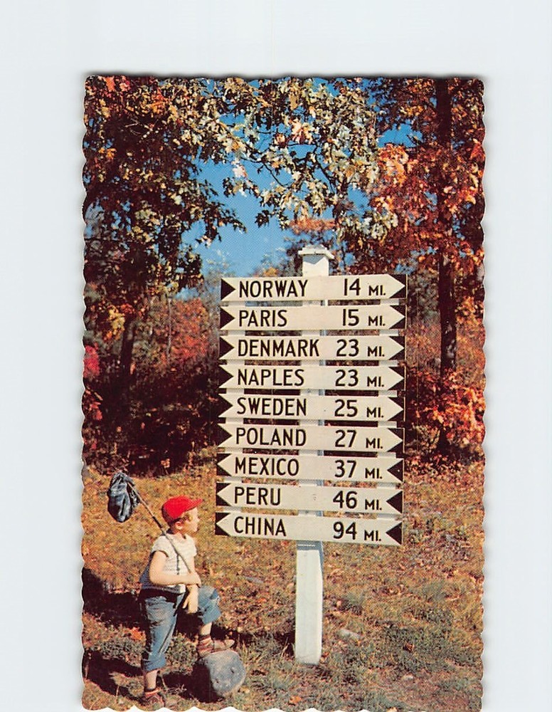 Postcard Sign Post in Lynchville Maine USA
