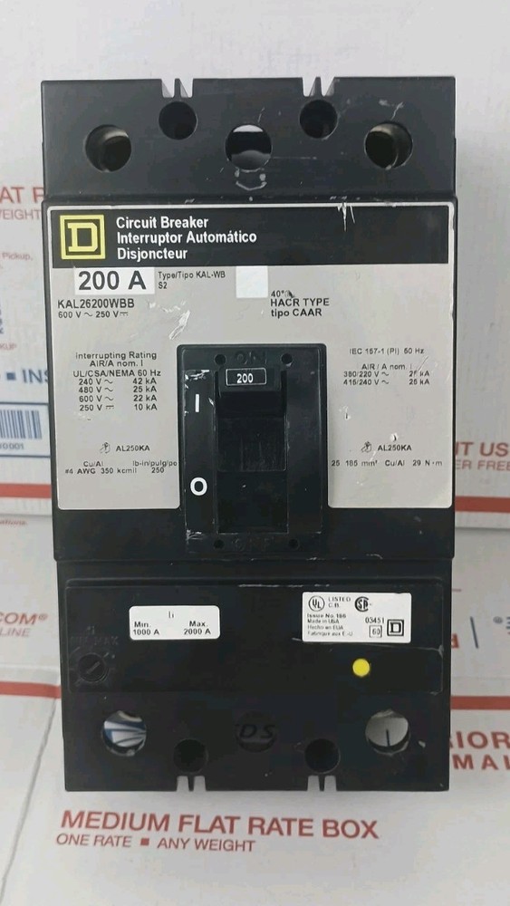 Square D KAL26200 200A 600V 2Pole Circuit Breaker  USED CONDITION
