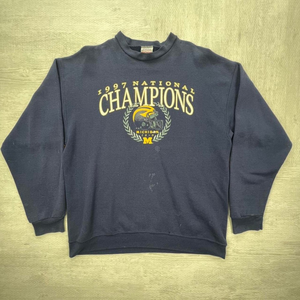 Vintage 90s 1997 Michigan Wolverines Sweatshirt Size:XL Blue Yellow NCAA College