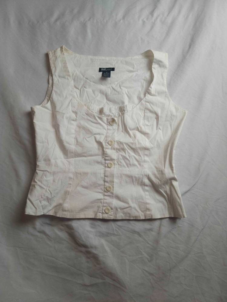 Vintage INC International Concepts Tank Top Womens Size 10 White Stretch Crop