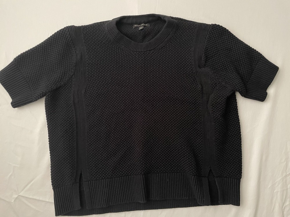 Banana Republic Women’s Black Oversized Short Sleeve Sweater, Sz Med