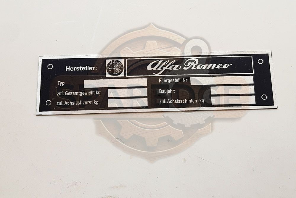Vintage Aluminum Acid-Etched Alfa Romeo Custom Name Plate-image