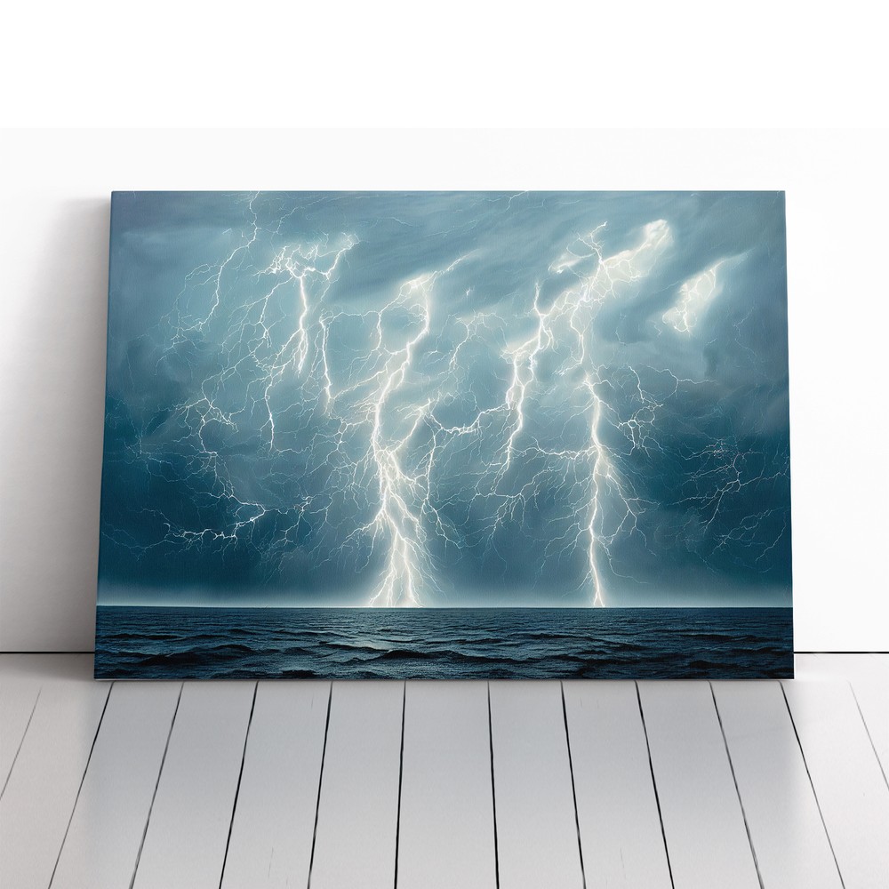 Spectacular Ocean Thunderstorm Canvas Wall Art Print Framed Picture Home Decor