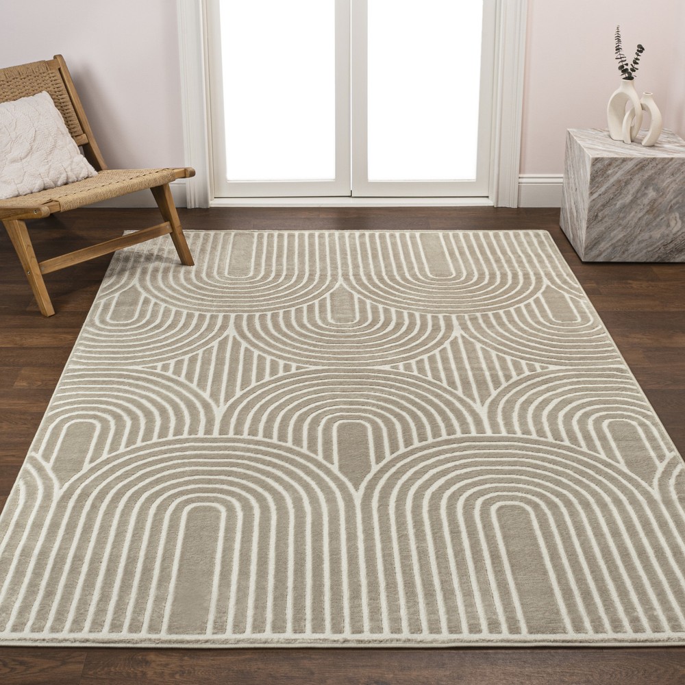 Jonathan Y Polyester Abstract Off White Sandstone 3x5 Area Rug  