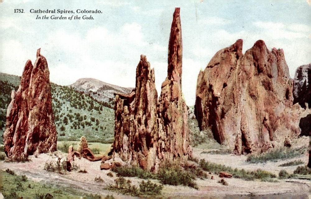 1910 Cathedral Spires Garden of the Gods Colorado Springs CO Litho Postcard