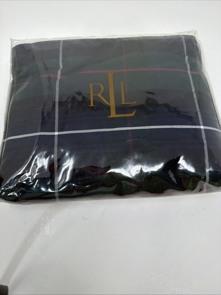 Ralph Lauren Millbrook Tartan Plaid King Bedskirt Navy /Green RARE *READ*