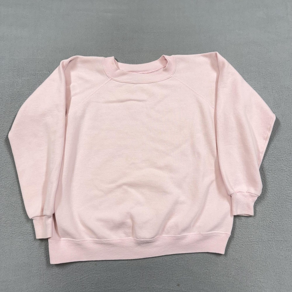 Vintage Hanes Her Way Sweatshirt Womens Large Pink Crewneck Pullover Fleece 90s