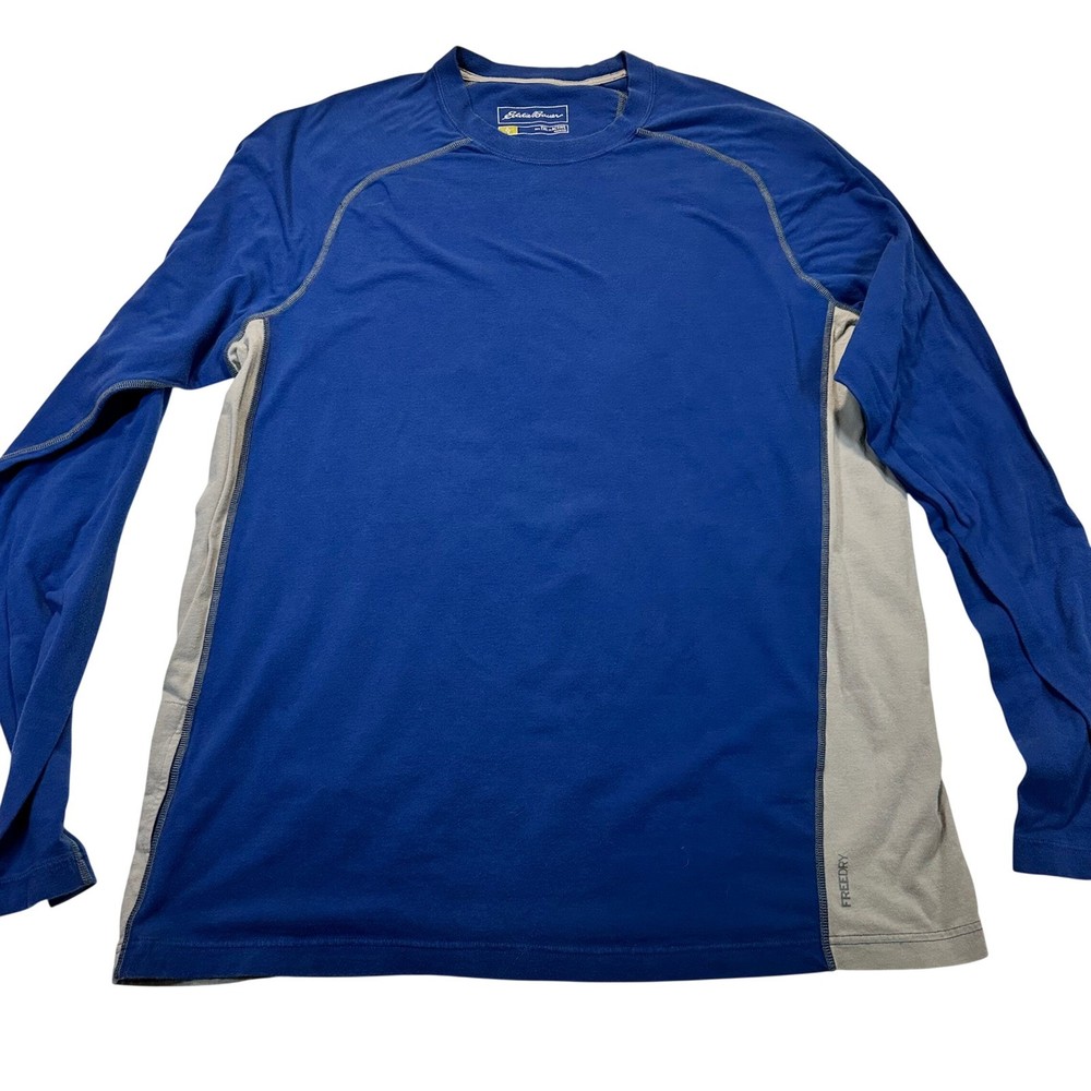 Eddie Bauer FreeDry Long Sleeve Shirt Mens TXL Blue Grey Active Performance