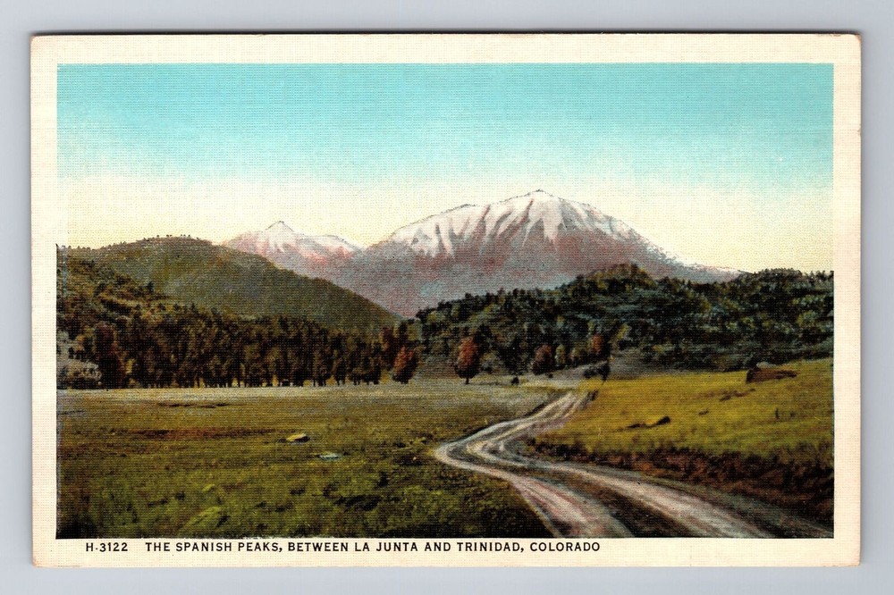 Trinidad CO-Colorado, The Spanish Peaks Twin Mountains Antique Vintage Postcard