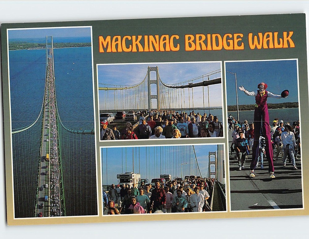 Postcard Mackinac Bridge Walk Scenes Michigan USA