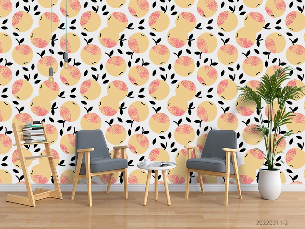 3D Fruit Leaves Pattern Wall Murals Wallpaper Murals Wall Sticker