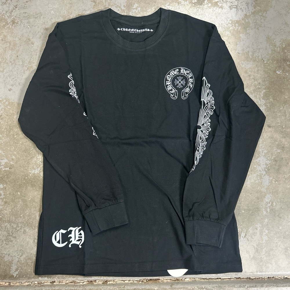 Chrome Hearts Black Los Angeles Logo Graphic Men's Cotton Long Sleeve T-Shirt