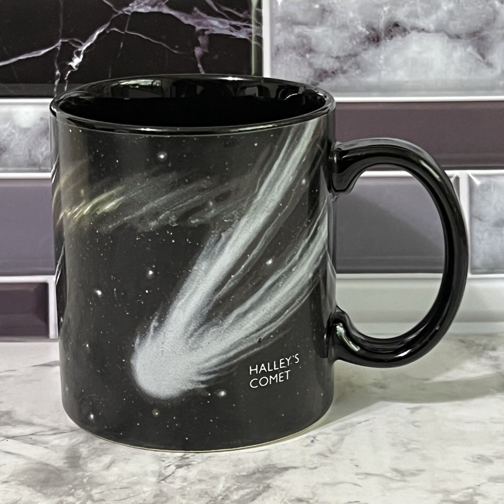 Vintage 1991 COMET Ceramic Mug CA Academy of Science Artist Lynette Cook Black-image