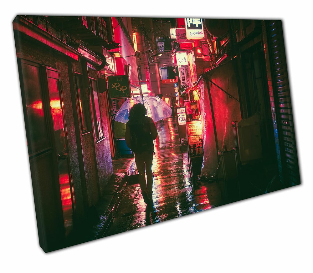 Canvas Print Red Japan city street wall art Ready to Hang Print