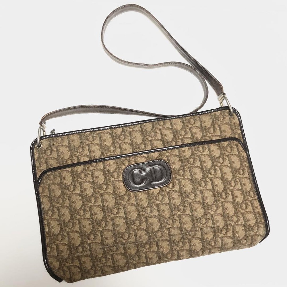 Vintage Christian Dior Trotter Shoulder Bag Brown CD Logo Pattern