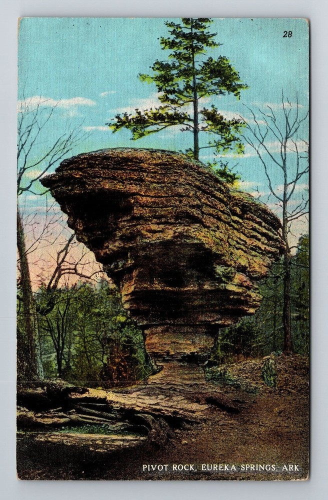 Eureka Springs AR-Arkansas, Pivot Rock, Antique, Vintage Souvenir Postcard