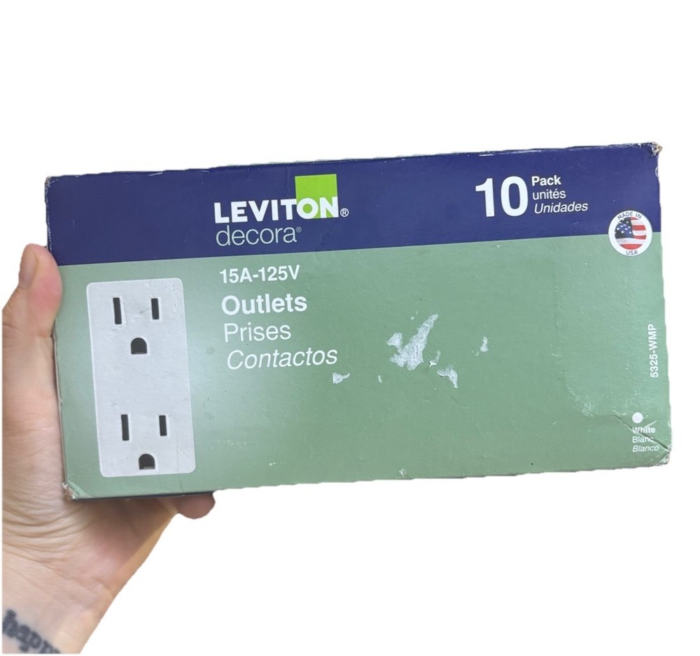 (10-Pack) Leviton Decora 15 Amp 125V Duplex Outlet White 5325-WMP M24