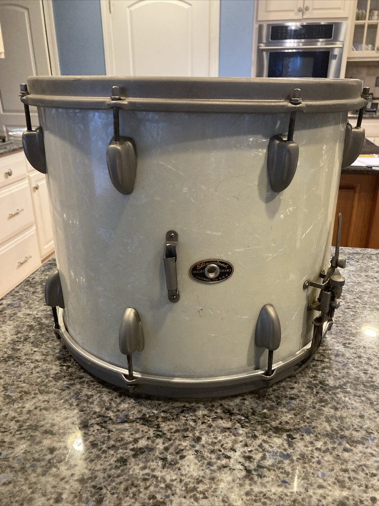 VNTG SLINGERLAND SNARE MARCHING DRUM WHITE MARINE PEARL 12x15” 3-POINT STRAINER