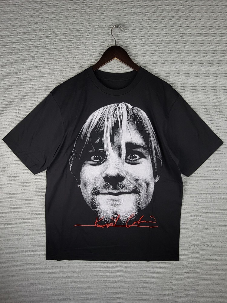 Kurt Cobain Nirvana Big Face Double Sided Black T-Shirt Size Large