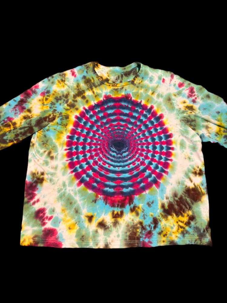 Hand Dyed Tie Dye Long Sleeve Shirt. Unisex For Men And Women, 100% Cotton XXL