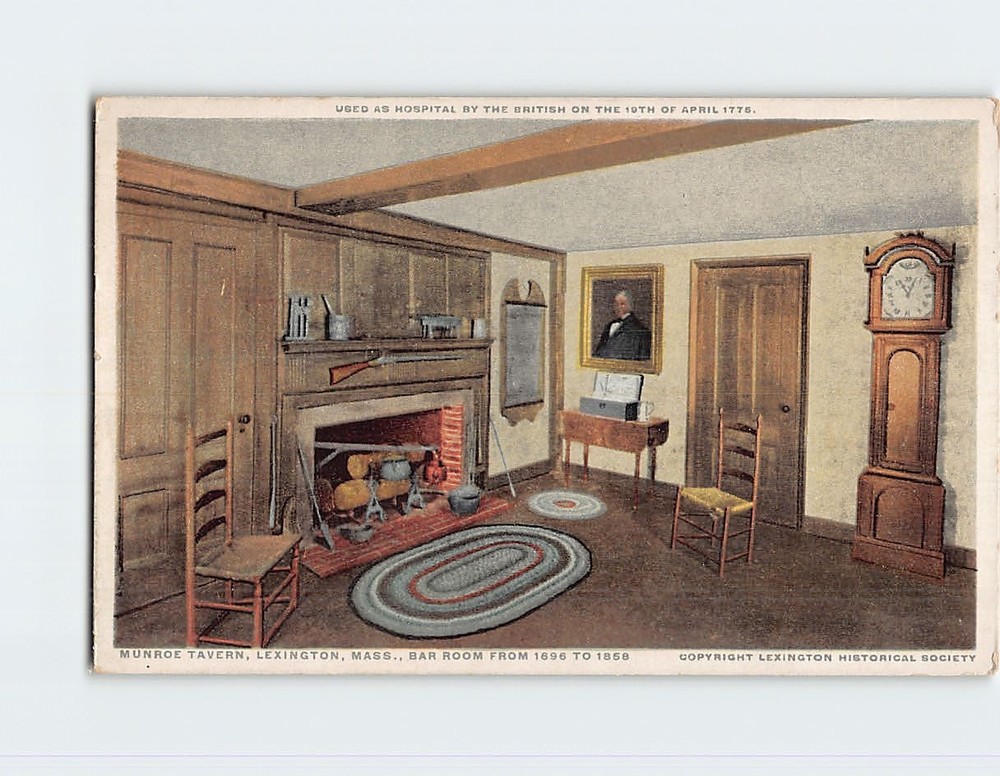 Postcard Bar Room Munroe Tavern Lexington Massachusetts USA