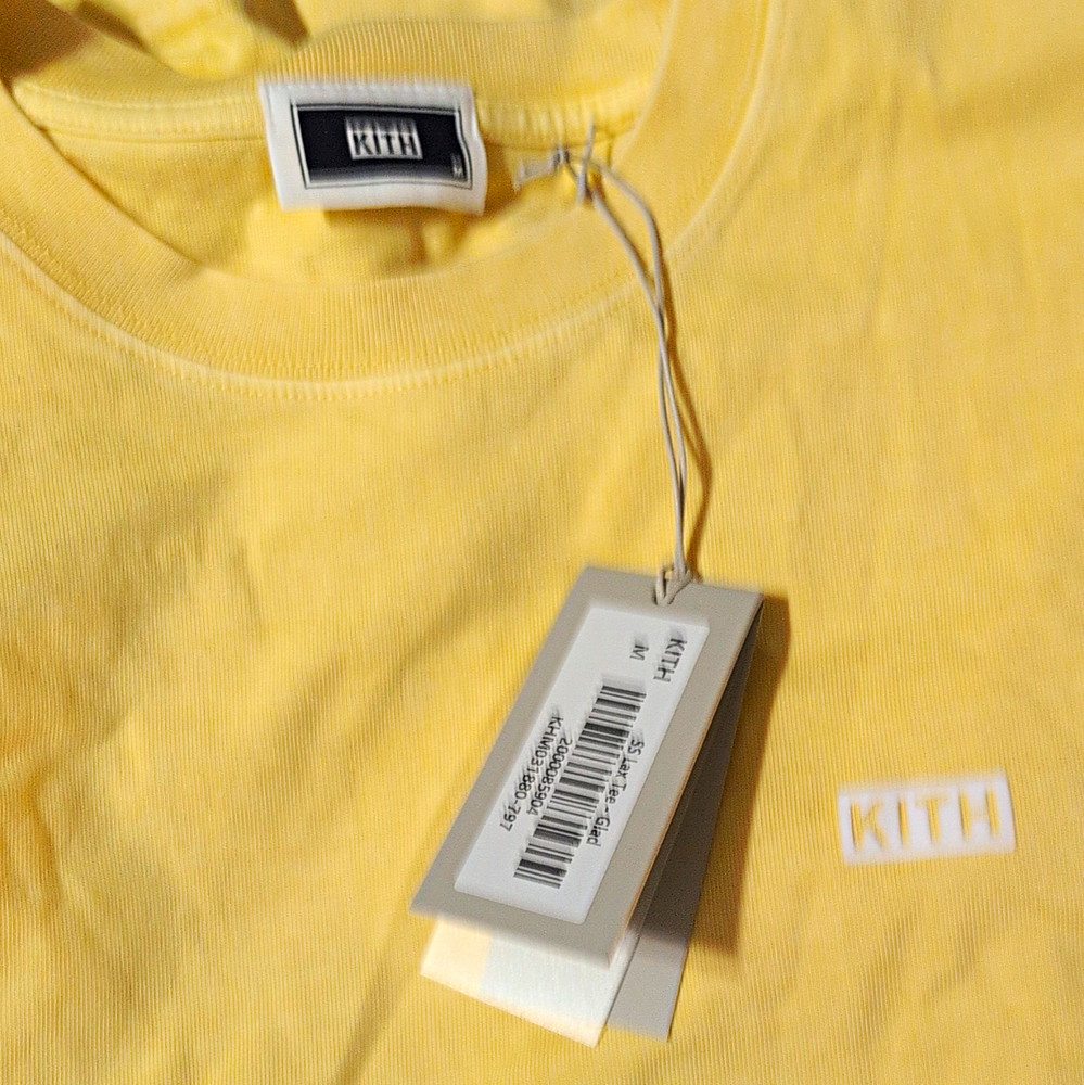 KITH Men's Yellow Solid Logo Crew Neck Short Sleeve T-Shirt Size M