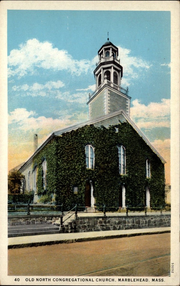 North Congregational Church Marblehead Massachusetts ~ 1920s vintage postcard
