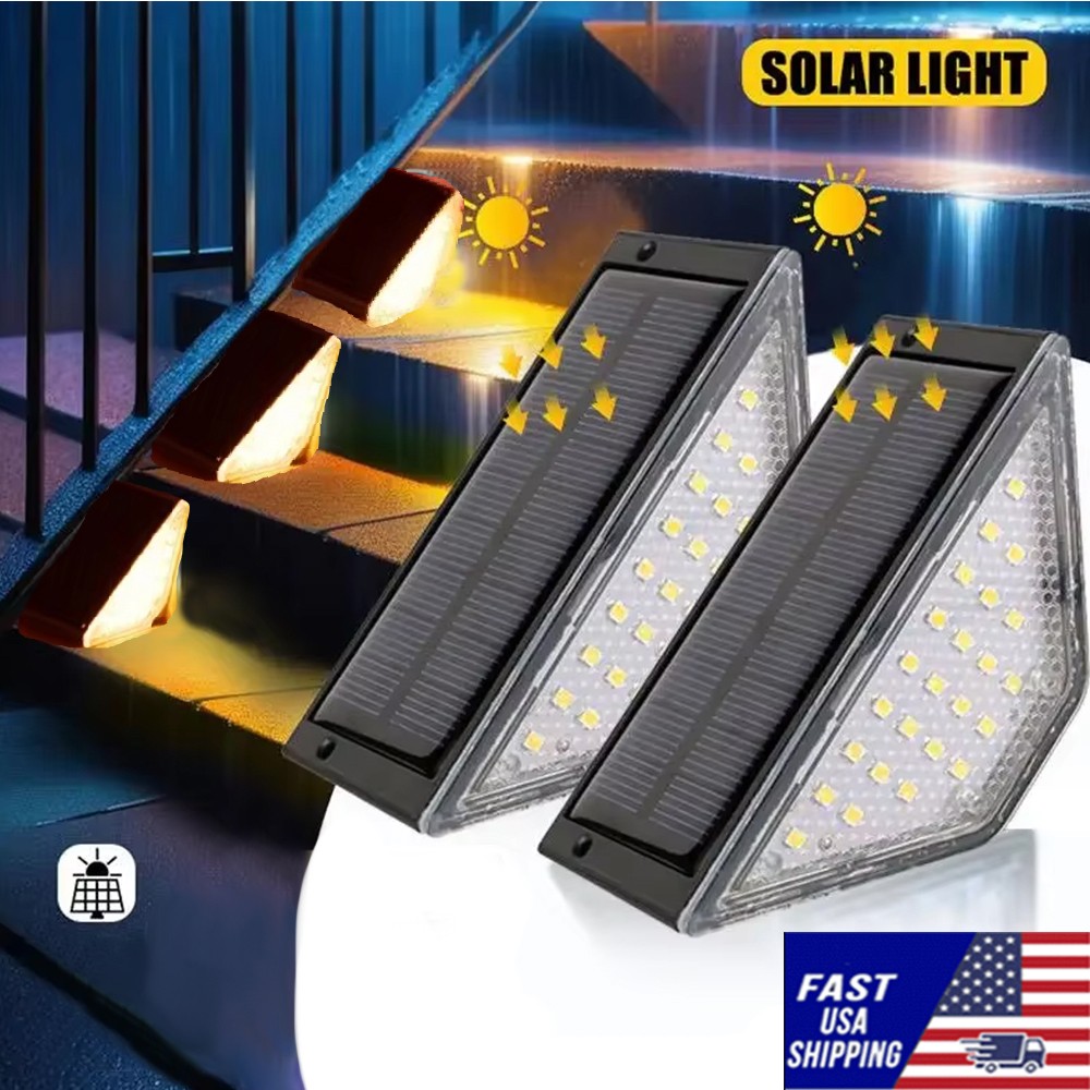 Solar LED Step Lights for Outdoor Stairs, Garden Path, Porch, Deck – Waterproof