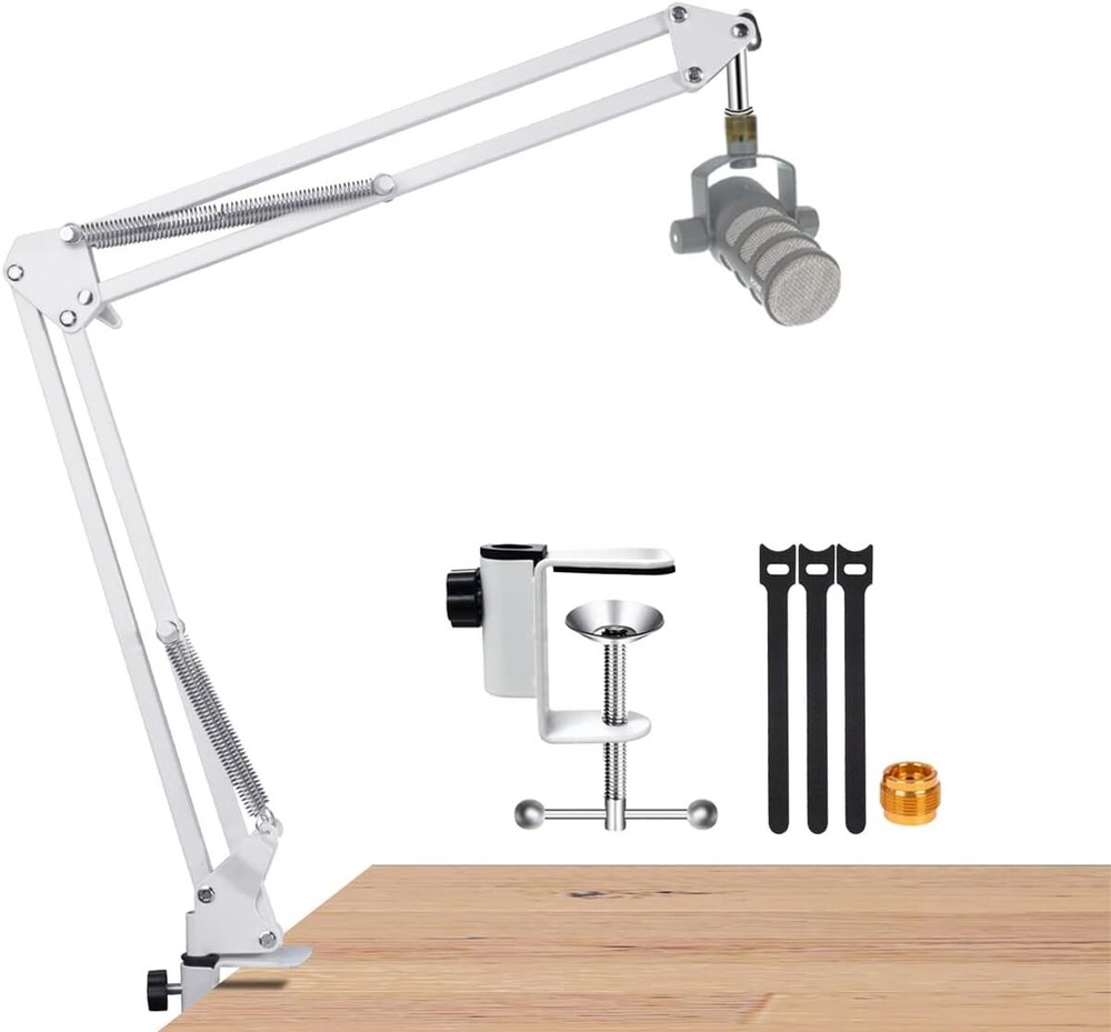 White Boom Arm for Rode mic Microphone, White Desk Arm Stand Compatible with ...